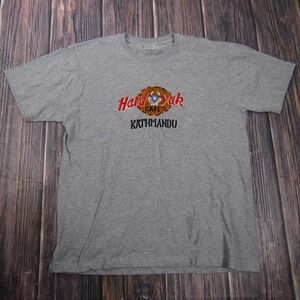 Shangri-La Hard Yak Cafe Kathmandu Shirt Mens 46 Gray Embroidered Travel Tee